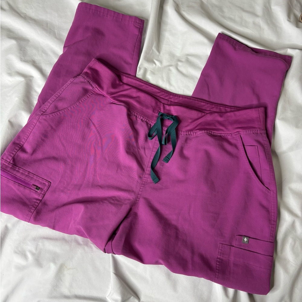 Figs High Waist Yola Scrub Pants Electric Orchid - Picture 3 of 4